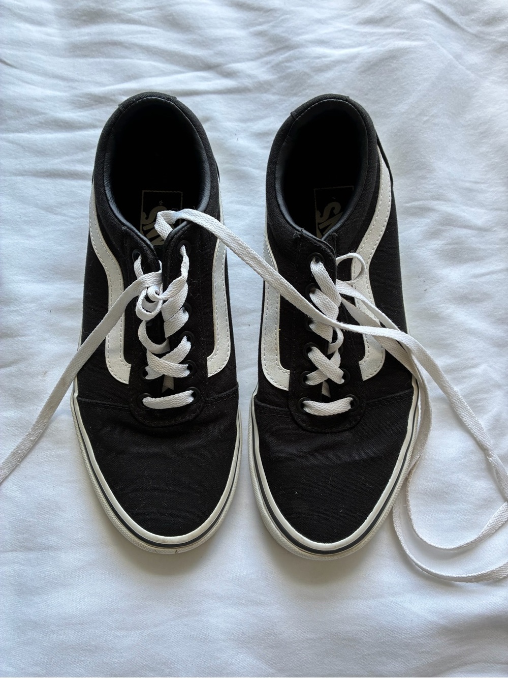 Women’s VANs Black and White Low-Top Canvas Sneakers